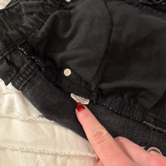 Garage Black High Rise Straight Leg Jeans Women's 03 Grunge Y2K Cropped Indie - Picture 7 of 16